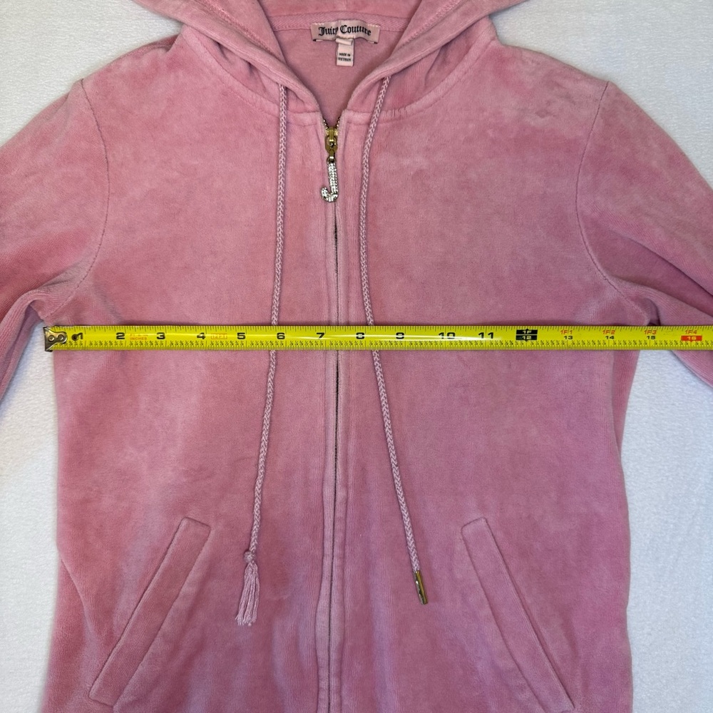 Juicy Couture Pink Velour Zip Up Hoodie Women’s Small Rhinestone “J” Zipper Y2K‎ - Picture 6 of 11